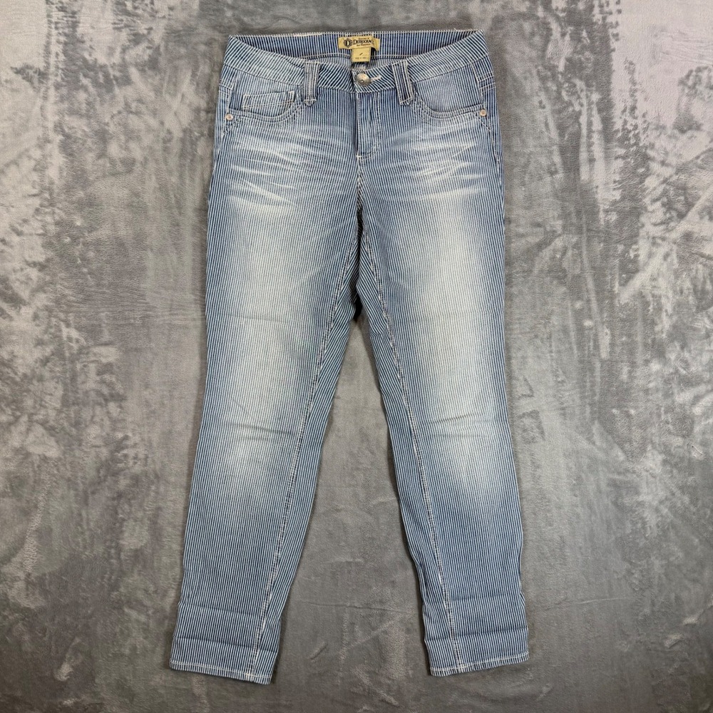 Democracy Skinny Jeans Women's Size 4 Blue White Pinstripe Denim Pants